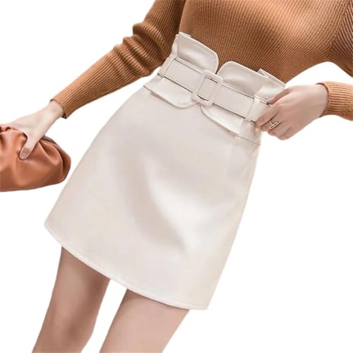 Women Mini Leather Bodycon Skirts Fall Korean High Waist Office Formal Pencil Pu Bud Skirt
