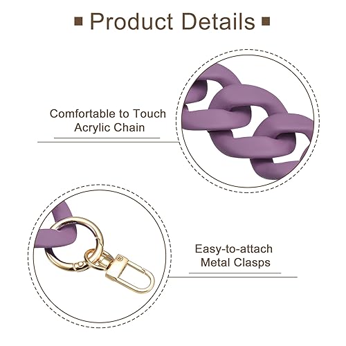 Uxcell Acrylic Purse Chain Strap, 33.5" Flat Handbag Replacement Strap Acrylic Flat Extender Chain for Purse Handbags Purple - Image 3