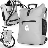 GUOOTU 3in1 Fahrradtasche für Gepäckträger,Fahrradtasche Rucksack 28L,Gepäckträgertasche, wasserdichte & Reflektierende Fahrradtasche - Mit 15.6 Laptopfach (Reflective Space Grey)