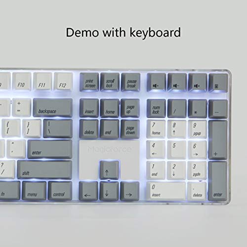 Qisan Keycaps 108 Keys PBT Keycaps Set PBT Portachiavi sottotegola per tastiere meccaniche-Grigio Combo Bianco