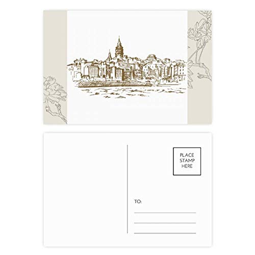 Carte postale Turquie lot de 20 croquis paysage fleur 14x10 cm