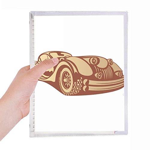 Carnet de notes rechargeable en spirale rouge, papeterie vintage motif voitures classiques