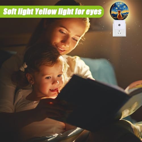 Image of Lonely Cat Night Light,Starry Night Lights Plug into Wall for Kitchens Toilets Bedroom Decorative Half Round Nightlight Led Lamp 0.5W Sleep Friendly