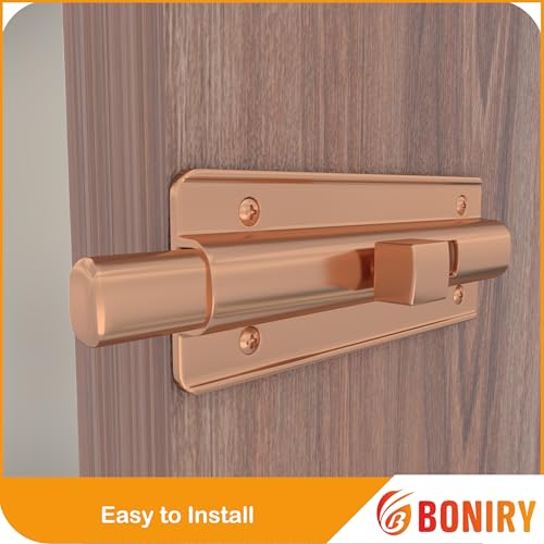 Image of Boniry Premium Heavy Duty Door Latch | Door Stopper Lock | Main Door High Security and Home and Office Doors for Wooden and PVC Door Latch (2, Rose Gold)