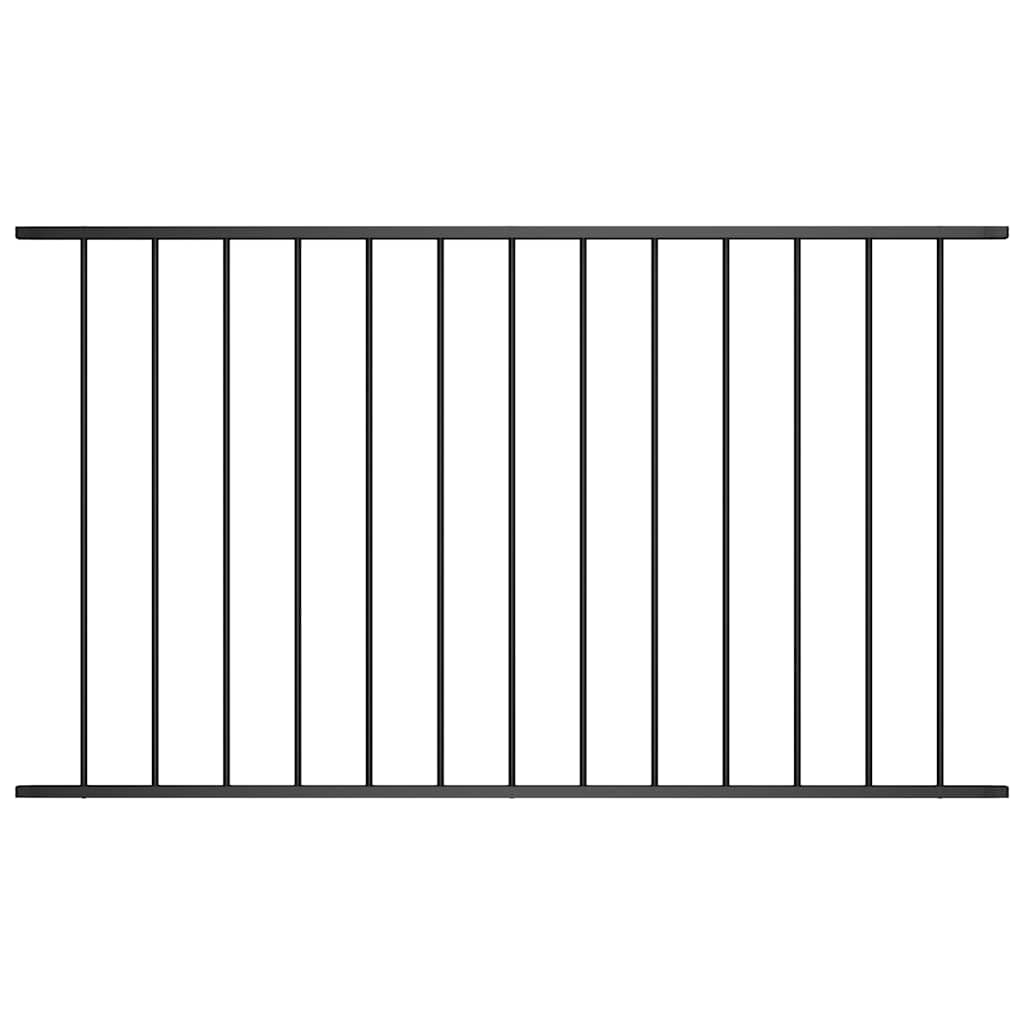 Vidaxl Black Fence Panel Weather Resistant Outdoor Garden Yard Patio Fencing Barrier Powder-Coated Steel 1.7X0.75m