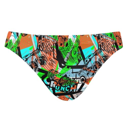 JHKKU Mens Monster Truck Swim Briefs Fashion Low Rise Bikini Swimwear Beach Swimsuits with Drawstring XL