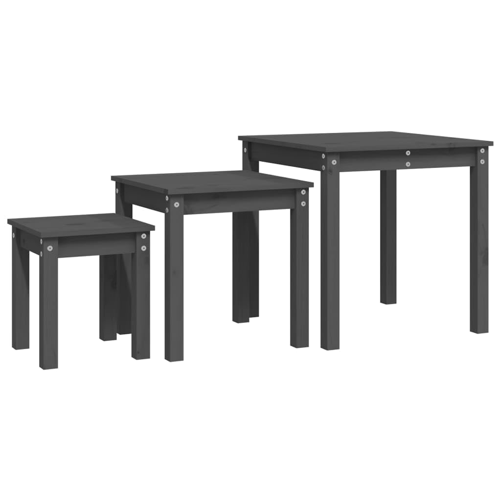 Stolik pomocniczy 55 x 55 x 55 cm z litego drewna sosnowego szary