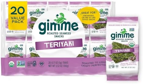 Seaweed Organic Roasted Seaweed Snack, Teriyaki, .17oz, 20 Count