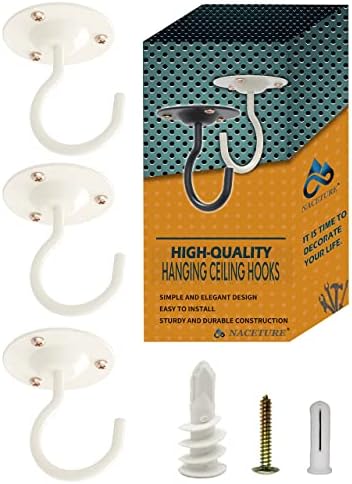NACETURE Ceiling Hooks for Hanging Plants 3 Pack - Plant Hanger Indoor Hanging Hooks Metal Plant Bracket Iron Lanterns Hangers for Wind Chimes, Planters