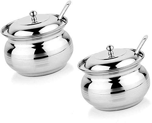 EKIN Stainless Steel Ghee Pot Set of 2 (250 ml) Stainless Steel Ghee Pot, Pickle Pot with Spoon 2 Pieces, Silver (B0BPXTYTCB) Amazon Price History, Amazon Price Tracker