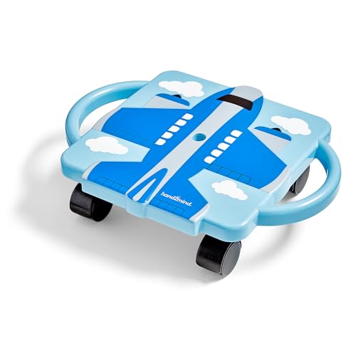 hand2mind Blue Plane Glider Scooter Board, Floor Scooter Board, Gross Motor Toys, Kids Exercise & Physical Education Equipment, Playground Toys, Indoor Active Play, Toddler Outdoor Activities
