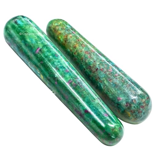 Image of Certified Ruby Fuchsite Crystal Wand - Smooth Crystal Wand for Energy Healing, Chakra Balancing, Meditation and Home Decor - Crystals and Healing Stones for Gift