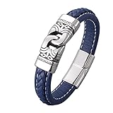 Hoisy Armband für Männer, Freundschaftsarmbänder für Männer, andere Ketten, andere Verschlussart: einfacher Stil, geflochtenes Lederband, Stahl, 18,5 cm, 16.5cm
