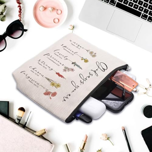God Says You Are Makeup Bag, Christian Gifts for Women Cosmetic Bag, Bible Verse Floral Bible Verse Accessories Stuff for Women, Religious Faith Based Gifts Inspirational Affirmations Cosmetic Bag4