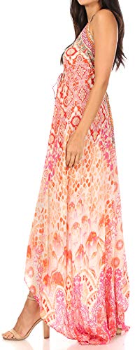 Image of Sakkas Lizi Womens Maxi High-Low Halter Handkerchief Long Dress Beach Party