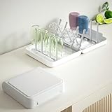 WHNL Travel Bottle Drying Rack Space Saving,Foldable Bottle Drying Rack with 16 Ribs,Portable Baby Bottle Drying Rack for Bottles,Breast Pumps and Other Feeding Accessories,Widely Used Daily Basis