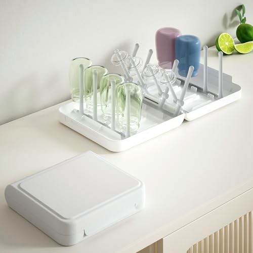 Image of WHNL Travel Bottle Drying Rack Space Saving,Foldable Bottle Drying Rack with 16 Ribs,Portable Baby Bottle Drying Rack for Bottles,Breast Pumps and Other Feeding Accessories,Widely Used Daily Basis