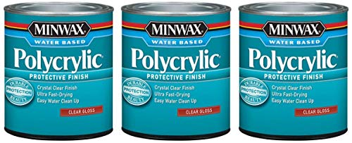 Minwax 65555444 Polycrylic Protective Finish Water Based, Quart, Gloss - 3 Pack
