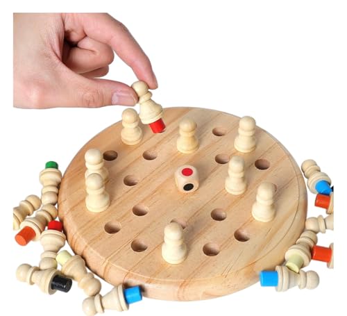 Image of Novo Baby Wooden Memory Chess for Kids 2-5 Years | Montessori Educational Board Game | Color Matching Stick Puzzle for Boys & Girls | Brain Training Age 3+