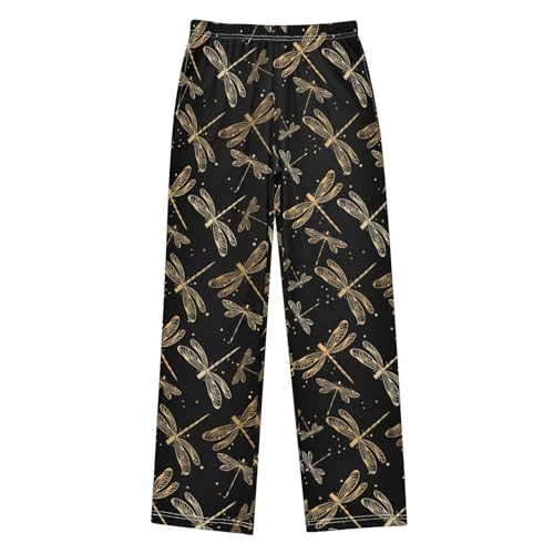 Golden Dragonfly Boys Long Pants Soft Trousers Elastic Waist Kids Lounge Bottoms with Pockets S-XL