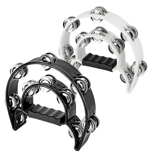 Tambourine demi-lune Musiin double rangée instrument percussion jingles métal