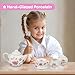 Porcelain Tea Set for Girls - Pink Ceramic Tea Cups with Pink Box - Glass Toy for Kids Party - Ideal Gift for Toddlers and Children's Ages 3 Years Old - Floral Design, 13 Pieces
