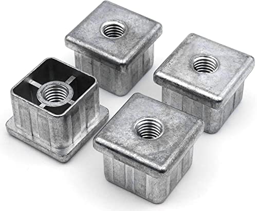 Design61 Lot de 4 bouchons filetés pour tubes carrés en zinc moulé sous pression 40 x 40 mm x 1,7 mm avec filetage intérieur M10