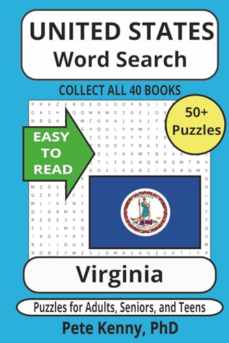 Virginia Word Search Puzzle Book: Popular Word Search with Easy to Read Print about Virginia, the Old Dominion state, cities, towns, & municipalities ... America Word Search Puzzle Books Collection)