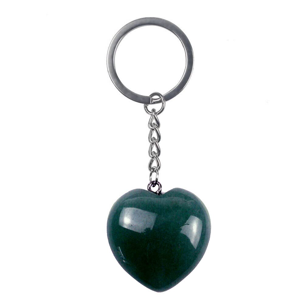 Green Jade Heart Crystal Key Chain Key Ring For Chakra And Reiki Healing-image-1
