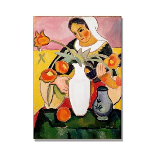 Reproductions de Tableaux Macke Pipa Player Toile Deco Salon 80x112cm