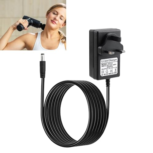 25.2V 1A Massage Gun Charger Adapter, Replacement Power Adapter Electric Muscle Massager Universal Massage Gun Charger Adapt Battery Charger Cable with LED Indicator Wide Voltage Adaptability Charging