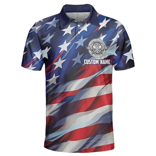 Custom American Flag Darts Team Polo Shirt, Personalized Dartboard Shirt, Dart Shirts, Dart Jerseys Gift for Dart Players and Teams2
