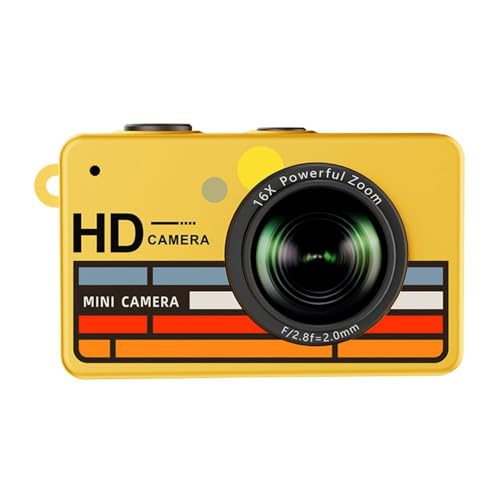 kousoer Thumb Camera 1080P Small Vlog Cam with 16x Zoom for Travel Yellow