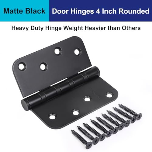 Eumtenr 4 INCH 1/2'' RADIUS CORNERS 304 Stainless Steel 4 Inch Door Hinges, Heavy Duty Ball Bearing Door Hinges 1/2'' Radius Corners For Exterior Interior Gate Swing Security Doors thumb #3