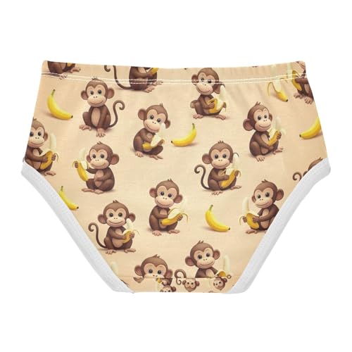 Toddler Briefs, Cute Cartoon Monkeys Bananas Cotton Underwear Girls, 2T–8 Years2