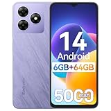 Blackview WAVE 8C Smartphone, 6GB RAM+64GB ROM/2TB, Mobile Phones Android 14, 6.56" HD+Display, 5000mAh Sim Free Mobile Phones Unlocked, 8MP+13MP Camera, 3 Card Slots,Face Unlocked, OTG, GPS - Purple