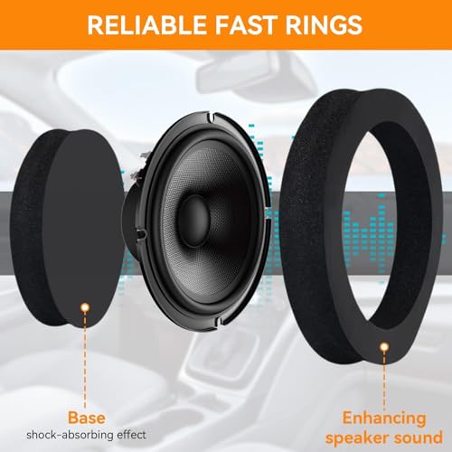 Anillos Rápidos Para Altavoz De Puerta De Coche, Kit De Sistema Potenciador De Altavoz De Espuma Universal 4 Uds Bloqueador De Bajos De Esponja De Alto Rebote para Altavoz De Puerta De Coche - imagen 2