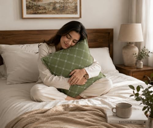 Image of RD TREND Presents 210 TC Super Soft Glace Cotton Check Print Pillow Covers Set of 6 (3 Pairs) | Size - 18x28 Inches, Ultra-Soft Cooling & Breathable Color- Multi-3