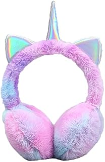 Earmuffs for Girls Unicorn Ear Muff Winter Faux Fur Ear Warmers Ear Cover with Cute Sequins Ears for Women Kids
