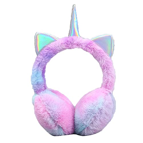 SEDEX Orejeras Niña Unicornio con Diseño de Felpa Colorida Frio Orejeras Invierno Niña Earmuffs Ajustables Suaves Cálidos Suaves y Esponjosos de Dibujos Cover