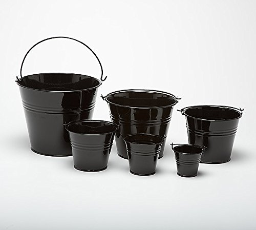 Craftmill Pack of 5 Black 5.4cm (2") High Metal Buckets - Pots - Planters for Sweet Tree Kits, Plants, Favours, Storage (BLK01)