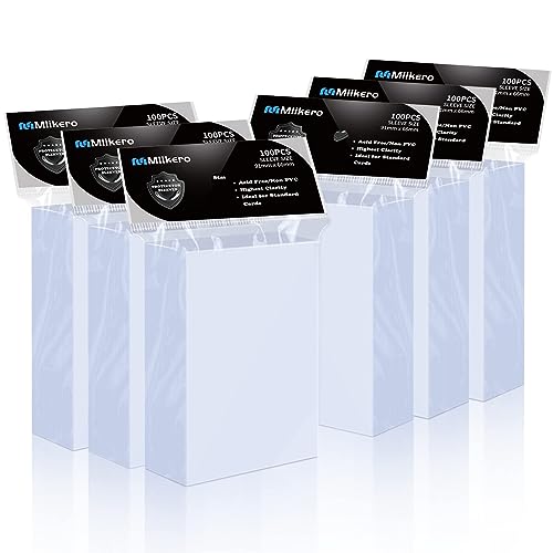 Mlikero 600 Pcs Clear Card Sleeves, Standard Size Trading Card Sleeves Cards Protector Fit for MTG Football, Sports