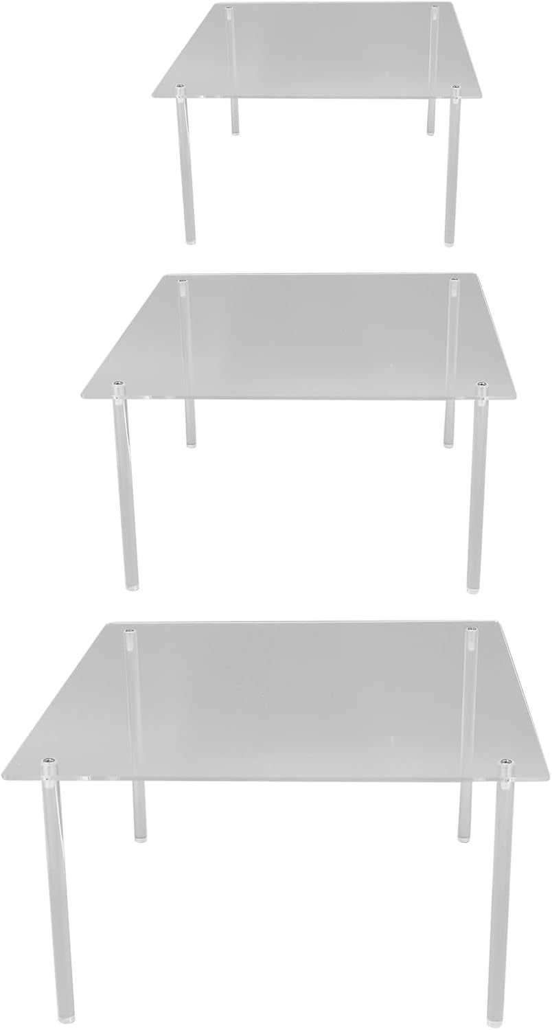 Square Clear Acrylic Cake Stand Set, 3 Tier Acrylic Cupcake Stand for Cake Pizza Dessert, Stackable Display Stand with 12 Acrylic Sticks, Modern Square Cake Stand for Christmas Wed
