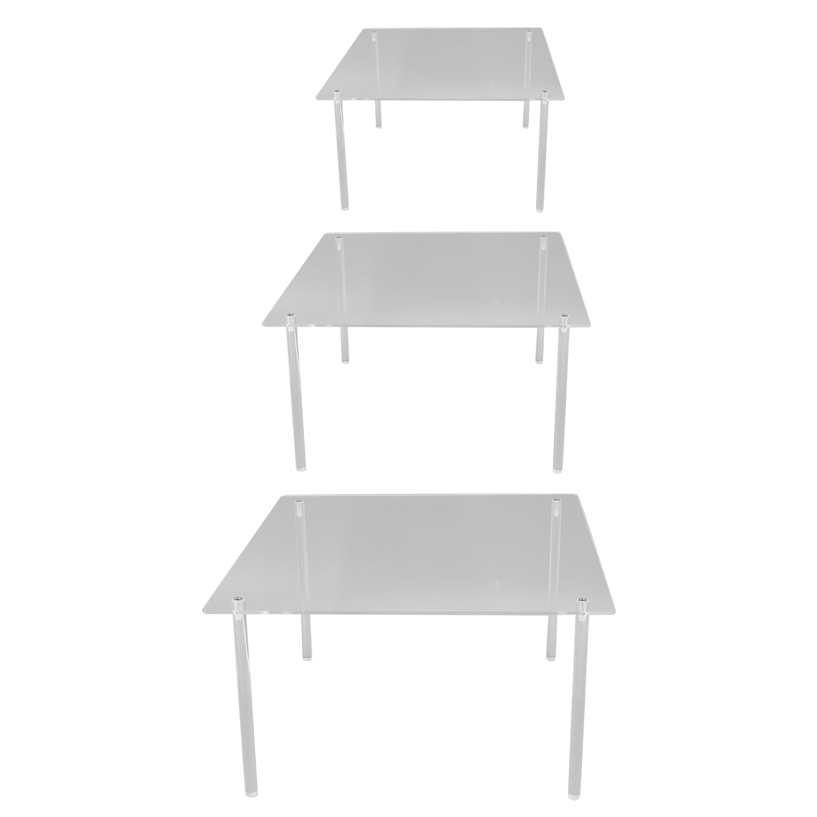 Soporte para Tartas Cuadrado de Acrílico, Juego de 3 Soportes para Tartas de Acrílico Transparente para Exhibición de Postres y Pizzas con 3 Tamaños Diferentes para Fiestas de