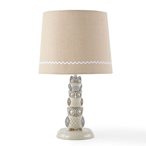 Image of Levtex Baby - Night Owl Table Lamp and Shade - Owl Base with Tan Canvas Shade Lamp - Nursery Accessories - Measurements: 22 in. high and 6 in. Diameter