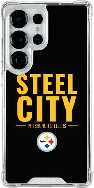 Skinit Clear Phone Case Compatible with Galaxy S25 Ultra - Officially Licensed NFL Pittsburgh Steelers Black Blast Design