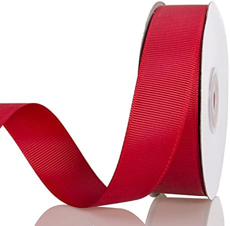 ATRBB 25 Yards 1 Inch Solid Grosgrain Ribbon Roll for Gift Wrapping DIY Hair Accessories (Red)