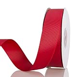 ATRBB 25 Yards 1 Inch Solid Grosgrain Ribbon Roll for Gift Wrapping DIY Hair Accessories (Red)