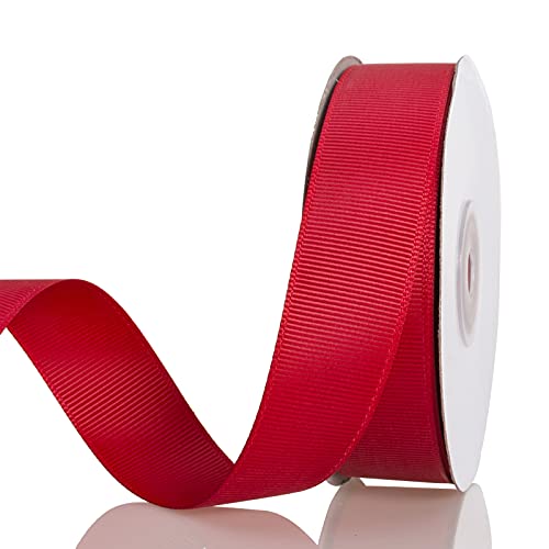 Atrbb 25 Yards 1 Inch Solid Grosgrain Ribbon Roll For Gift Wrapping Diy Hair Accessories (Red) #TOP7