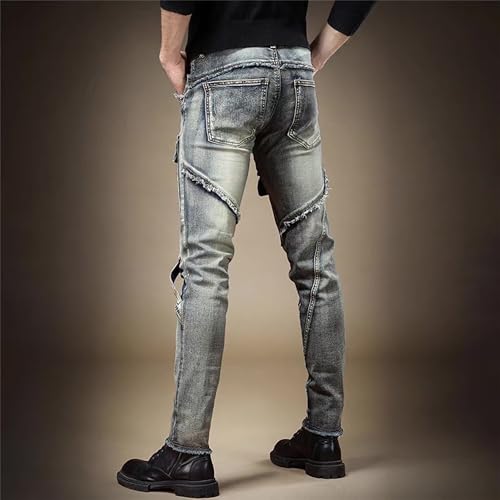 Men's Slim Jeans Men's Distressed Washed Ripped Skinny Pants Fashion Biker Moto Style Stretch Work Jeans Denim4